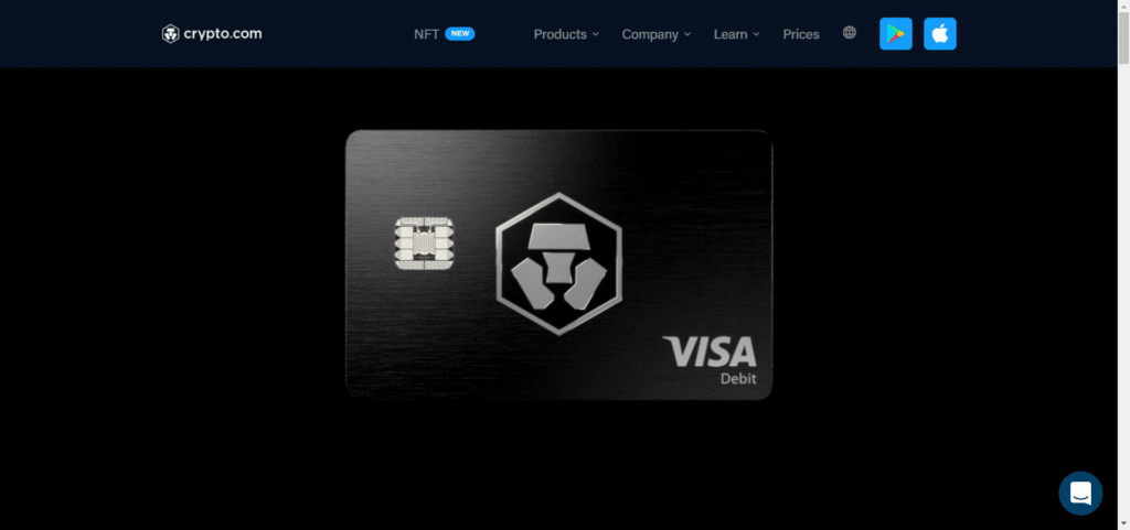 Immagine tratta dal sito ufficiale di Crypto.com che mostra la Visa Debit card di crypto.com.